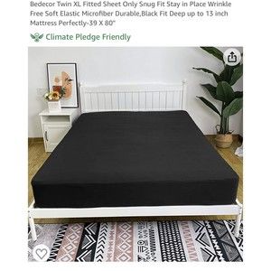 Bedecor Deep Pocket Fitted Sheet Size Twin XL Black